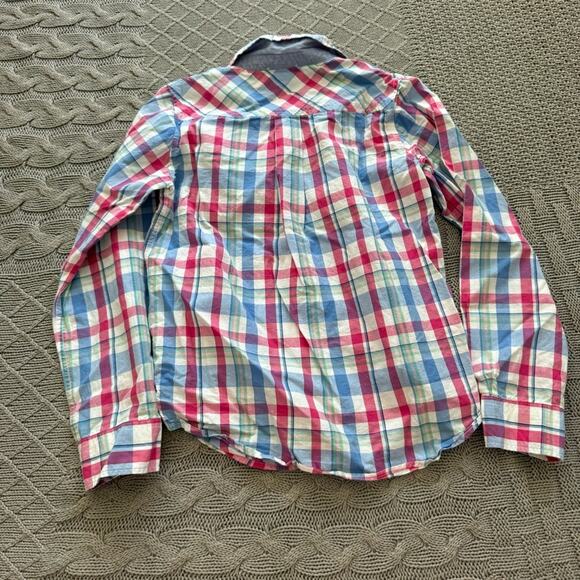 Jacadi Plaid Kids Button Down Shirt - Blue, Pink, Green ~ 7/8 - Picture 7 of 9